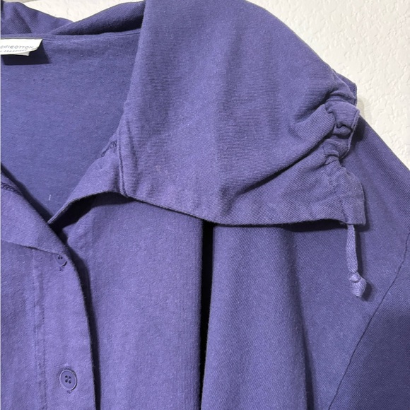 PacifiCotton by Bryn Walker Irene Jacket in Purple Cotton. Made in USA. Buttonup - Picture 6 of 15